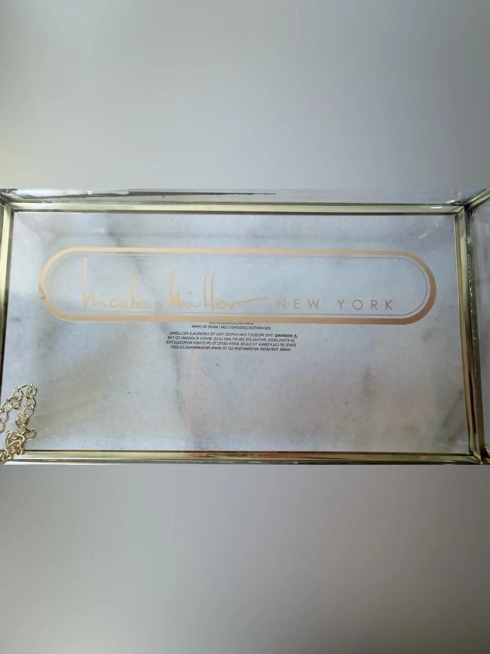 Glass Jewelry Display Box with Gold Frame vintage style